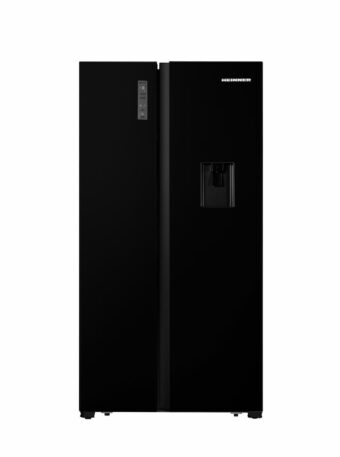 SIDE BY SIDE HEINNER HSBS-HS519NFBKWDE++, Clasa E, 519L, Full No Frost, Dozator de apa, Display touch, H 178.6cm, Negru
