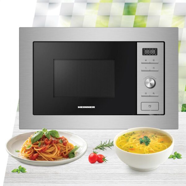 CUPTOR CU MICROUNDE INCORPORABIL HEINNER HMW-MDBI28GDIX, Putere 900W, Capacitate 28L, Grill, 5 trepte de putere, Inox - imagine 2