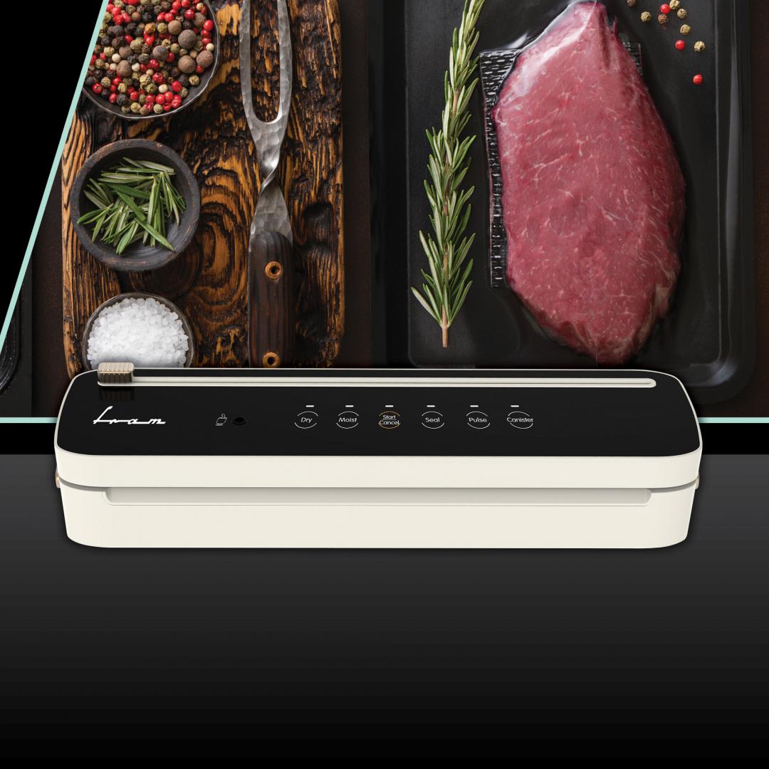 APARAT DE VIDAT FRAM FAV-100CR-BK, Putere 100W, Vidare uscata/umeda, Functie sigilare, Cutter incorporat, Vidare caserole, Compatibil cu pungi cu latime max. 30 cm, Crem/Negru 4 APARAT DE VIDAT FRAM FAV-100CR-BK, Putere 100W, Vidare uscata/umeda, Functie sigilare, Cutter incorporat, Vidare caserole, Compatibil cu pungi cu latime max. 30 cm, Crem/Negru - imagine 4