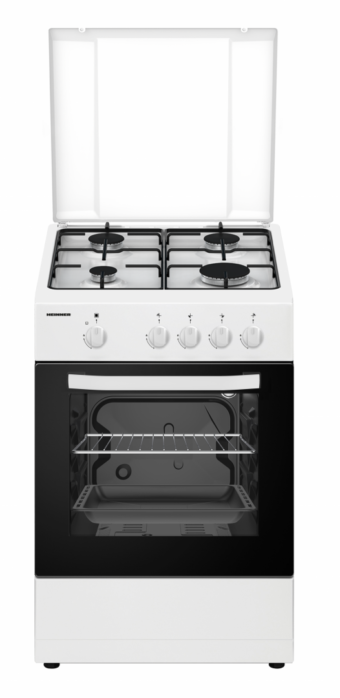 ARAGAZ GAZ HEINNER HFSC-SME50WH, 4 arzatoare, Latime 50cm, Dispozitiv siguranta plita si cuptor, Alb