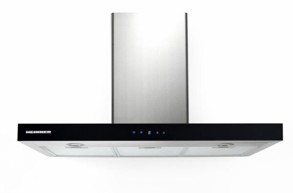 HOTA DECORATIVA HEINNER DCH-6590TIX, Latime 90cm, Putere absorbtie 623.9 m3/h, Control touch, Timer, Clasa B, Inox+front sticla neagra - imagine 2