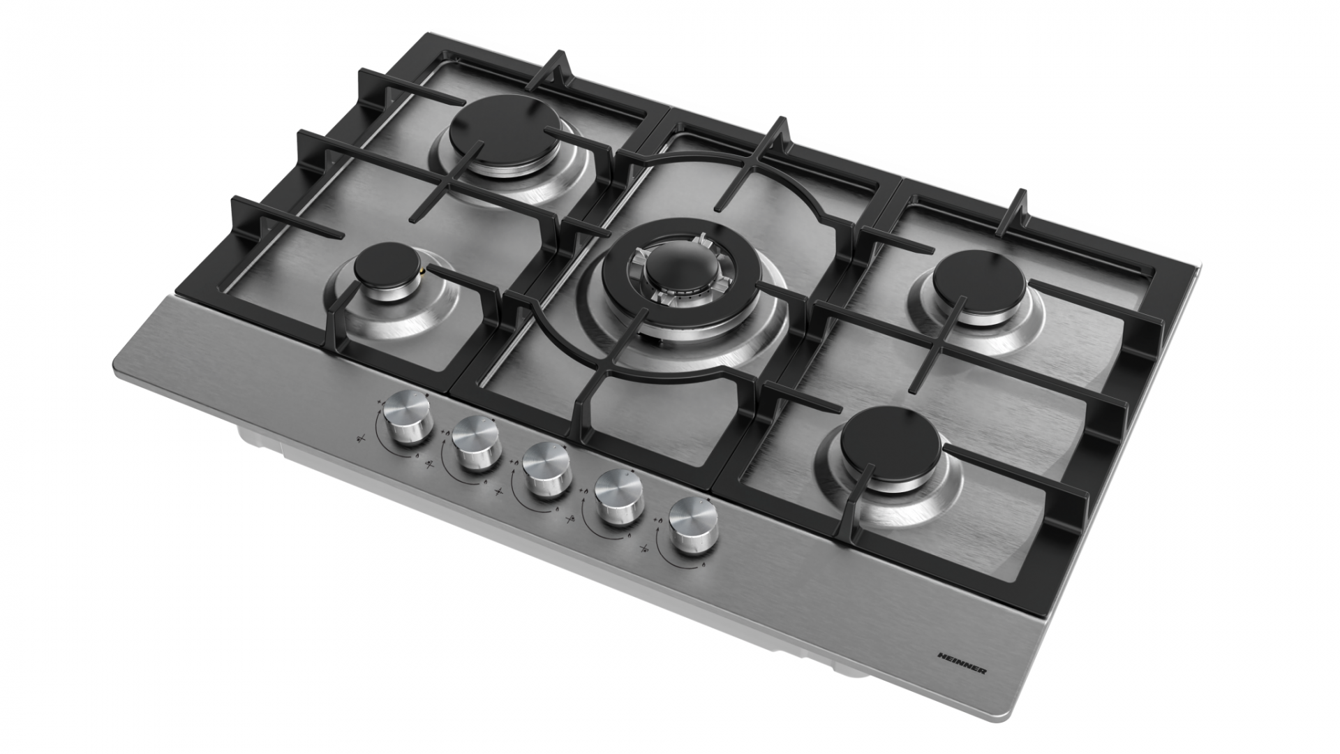 PLITA INCORPORABILA HEINNER HBH-M705IWFIX, Gaz, 5 arzatoare, Latime 75cm, Gratar fonta, Wok, Aprindere electrica, Inox - imagine 2