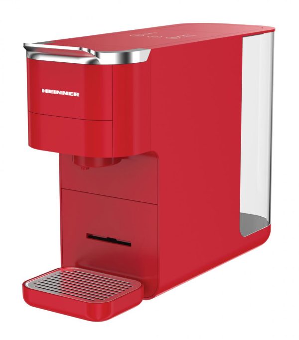 ESPRESSOR CU CAPSULE HEINNER CAFE SUPREME HEMC-DD15RED, Putere 1525W, Rezervor 1.5L, Display digital, Control Touch, Compatibil cu Nespresso, Dolce Gusto, Ese Pods/Pudra, Rosu