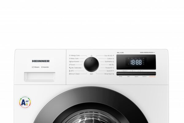 MASINA DE SPALAT RUFE HEINNER HWM-HME8014IVA20+++, Clasa A-20%, 8Kg, 1400RPM, Motor inverter, Display digital, Blocare acces copii, Alb - imagine 4