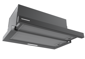 HOTA TELESCOPICA HEINNER HTCH-MD600GBK, Latime 60cm, Putere de absorbtie 630m3/h, 2 trepte de viteza, Lumina LED, 2 filtre aluminiu, Negru/Sticla