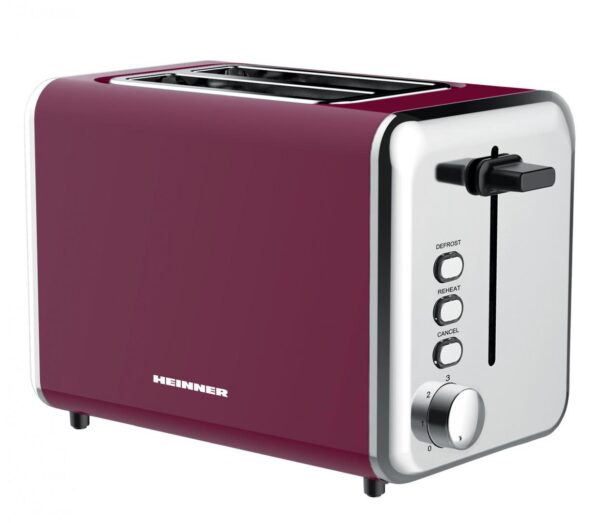 PRAJITOR DE PAINE HEINNER TP-1000BG, Putere 850W, Capacitate 2 felii, 7 Setari rumenire, Burgundy