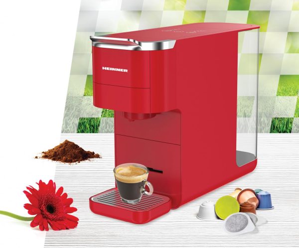 ESPRESSOR CU CAPSULE HEINNER CAFE SUPREME HEMC-DD15RED, Putere 1525W, Rezervor 1.5L, Display digital, Control Touch, Compatibil cu Nespresso, Dolce Gusto, Ese Pods/Pudra, Rosu - imagine 4