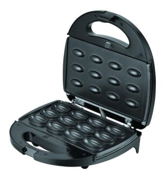 APARAT DE FACUT PRAJITURI SUB FORMA DE NUCI HEINNER DESSERT HNM-750BKS, Putere 750W, Capacitate 12 buc., Placi detasabile cu invelis neaderent, Negru/Argintiu