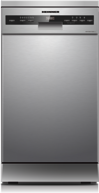 MASINA DE SPALAT VASE HEINNER HDW-FSM45710AXD+++, Clasa D, 10 seturi, Latime 45cm, 7 programe, Auto-Door opening, Control electronic, Display LED, Aspect Inox