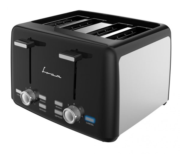 PRAJITOR DE PAINE FRAM FTP-1574SSBK, Putere 1600W, 4 felii, 7 niveluri de rumenire, Negru/Inox