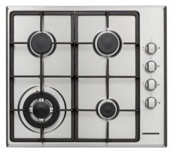 PLITA INCORPORABILA HEINNER HBH-V4IWFSCIX, Gaz, 4 arzatoare, Latime 58cm, Arzator WOK, Aprindere electrica integrata, Control lateral, Gratar fonta, Inox