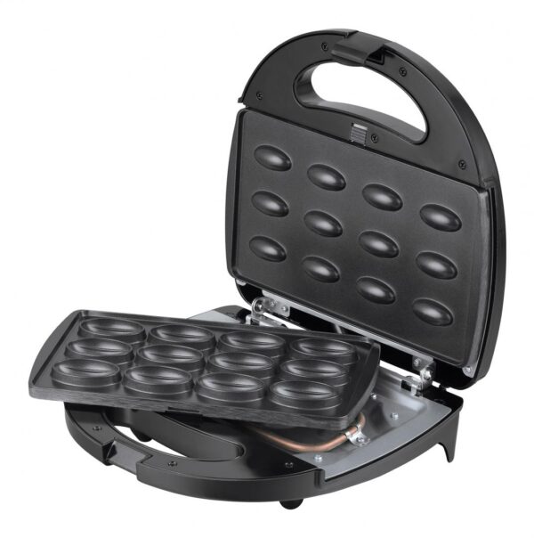 APARAT DE FACUT PRAJITURI SUB FORMA DE NUCI HEINNER DESSERT HNM-750BKS, Putere 750W, Capacitate 12 buc., Placi detasabile cu invelis neaderent, Negru/Argintiu - imagine 3
