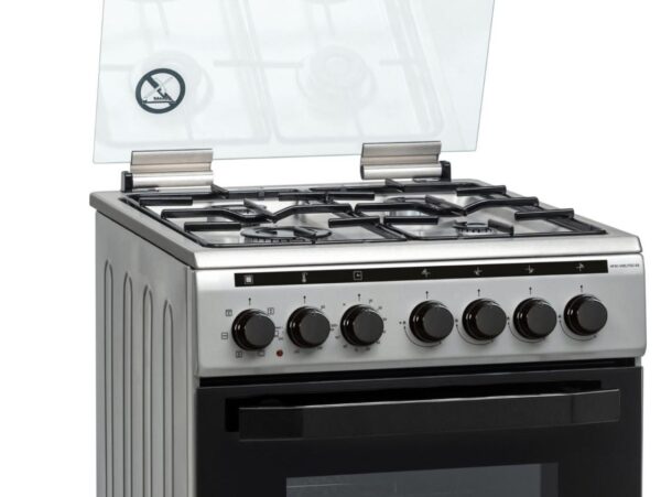 ARAGAZ MIXT HEINNER HFSC-V60LITGC-SS, 50x60cm, 4 arzatoare, Aprindere electrica plita, Cuptor electric, Clasa A, 6 functii, Timer, Grill, Ventilatie, Duze GPL incluse, Inox - imagine 3