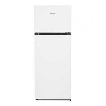 RESIGILAT - FRIGIDER CU DOUA USI HEINNER HF-205F+, Clasa F, 205L, IIuminare LED, 3 rafturi de sticla, H 143.4cm, Alb