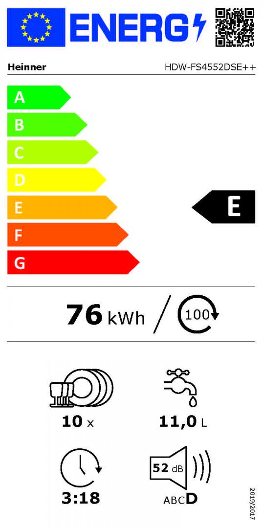 MASINA DE SPALAT VASE HEINNER HDW-FS4552DSE++, Clasa E, 10 seturi, Latime 45cm, 5 programe, Aquastop, Pornire programata, Argintiu - imagine 3
