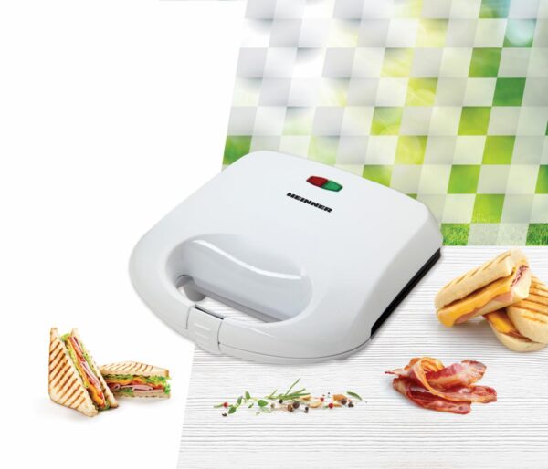 SANDWICH MAKER HEINNER SM-K750W, Putere 750W, Placi antiadezive fixe tip grill, Alb - imagine 2