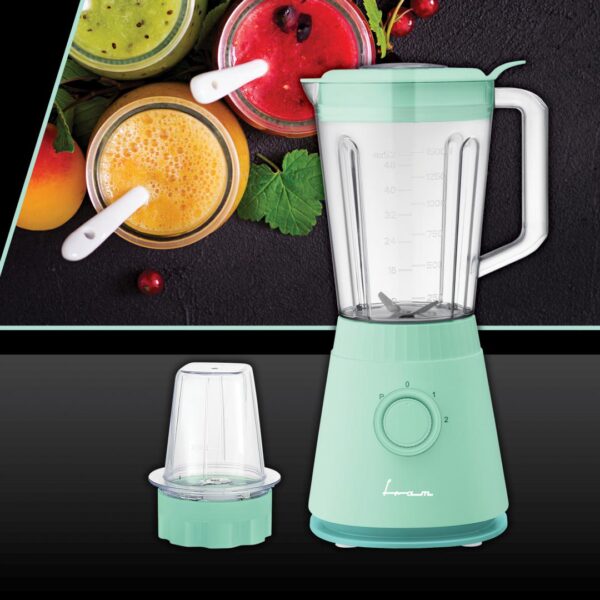 BLENDER DE MASA FRAM FBL-R600GBL, Putere 600W, 2 Viteze + Pulse, Bol 1.5L, Rasnita, Vernil - imagine 2