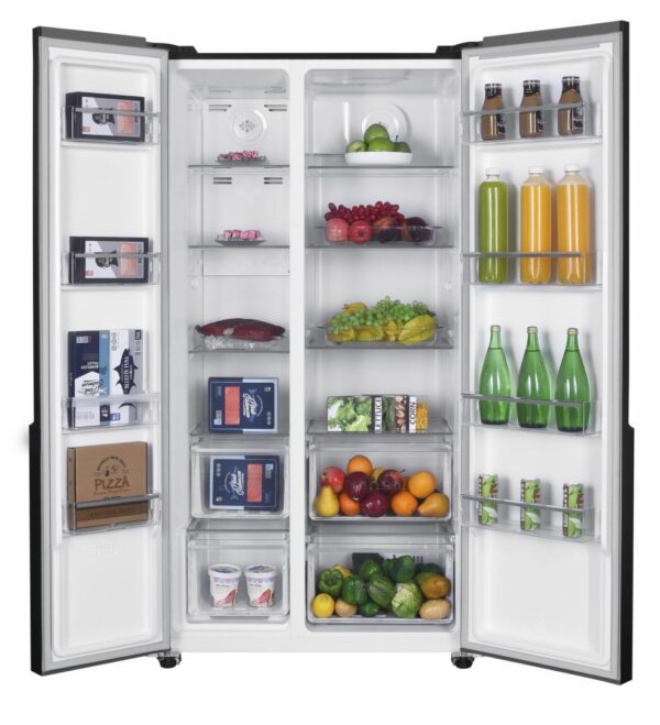 SIDE BY SIDE HEINNER HSBS-HM532NFGBKE++, Clasa E, 532L, No Frost, Display touch, H 177cm, Sticla neagra - imagine 5