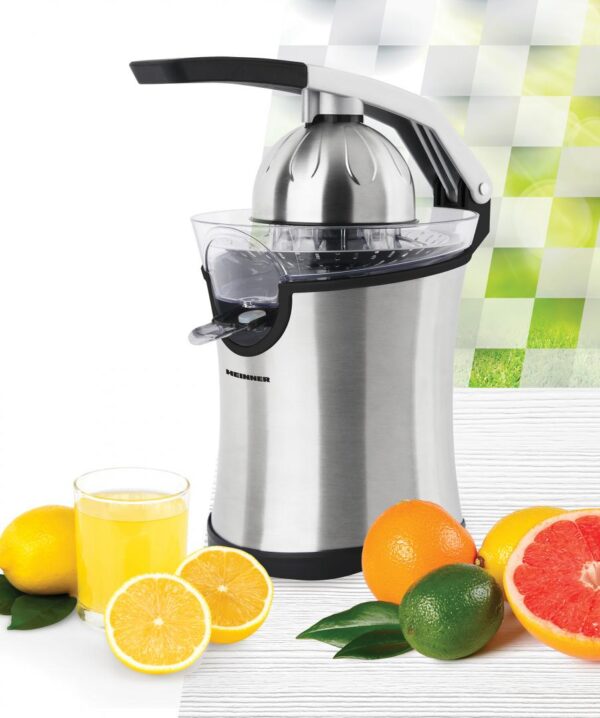 STORCATOR DE CITRICE HEINNER AREN HCP-160SS, Putere 160W, 2 conuri, Filtru inox, Maner cu aluminiu turnat, Inox - imagine 5