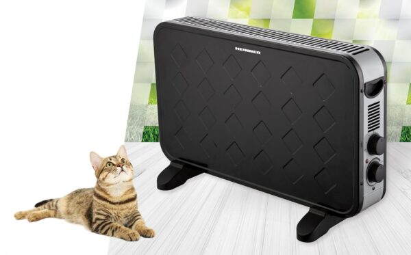 CONVECTOR HEINNER HCVH-Y2000TBK, Putere 2000W, Termostat ajustabil, Ventilator Turbo, Protectie supraincalzire, Indicator luminos, Negru - imagine 2