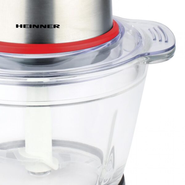 TOCATOR DE LEGUME HEINNER HMC-D300RD, Putere 300W, Capacitate 1L, Bol din sticla, Lame din inox, 2 viteze, Rosu - imagine 2