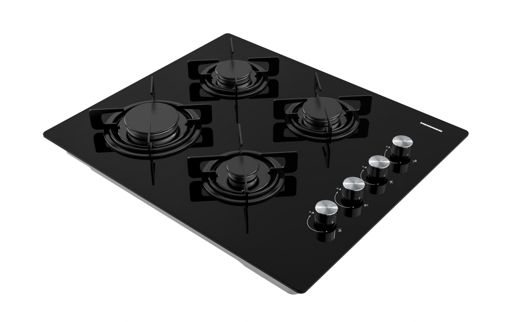 PLITA INCORPORABILA HEINNER HBH-M402IEGBK, Gaz, 4 arzatoare, Latime 60cm, Aprindere electrica, Sticla neagra - imagine 2