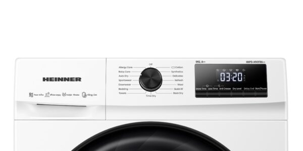 USCATOR DE RUFE CU POMPA DE CALDURA HEINNER HHPD-H90FRA++, Clasa A++, 9Kg, 15 programe, Display LED, Alb - imagine 3
