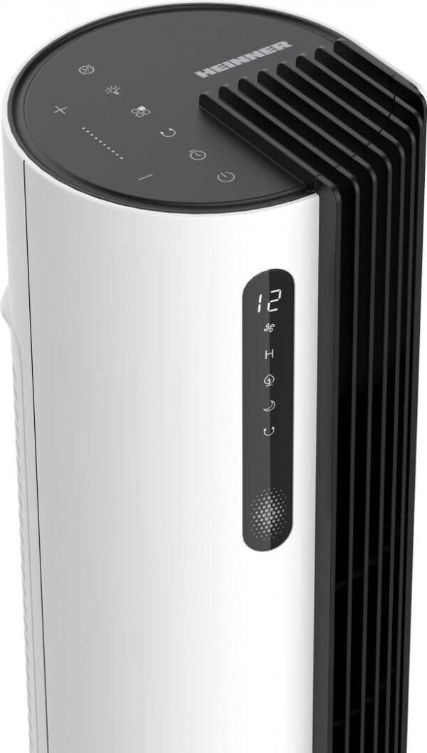 VENTILATOR TURN HEINNER HTF-LDC30WH, 30W, 12 trepte viteza, 3 moduri, Functie Sterilizare, Control Touch, Display LED, Telecomanda, Alb/Negru - imagine 2