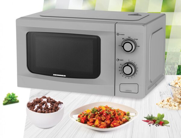 CUPTOR CU MICROUNDE HEINNER HMW-M2035SL, Capacitate 20L, Putere 700W, Control mecanic, Timer, Argintiu - imagine 2