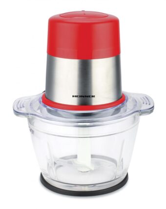 TOCATOR DE LEGUME HEINNER HMC-D300RD, Putere 300W, Capacitate 1L, Bol din sticla, Lame din inox, 2 viteze, Rosu