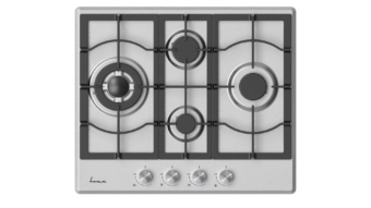 PLITA INCORPORABILA FRAM FBH-M4IWF-SS, Gaz, 4 arzatoare, Latime 60cm, Gratar fonta, Wok, Aprindere electrica, Inox