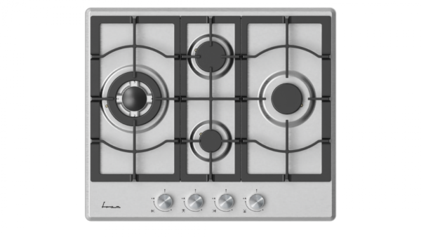 PLITA INCORPORABILA FRAM FBH-M4IWF-SS, Gaz, 4 arzatoare, Latime 60cm, Gratar fonta, Wok, Aprindere electrica, Inox