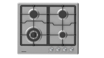 PLITA INCORPORABILA HEINNER HBH-M495IWFIX, Gaz, 4 arzatoare, Latime 60cm, Gratar fonta, Wok, Aprindere electrica, Inox