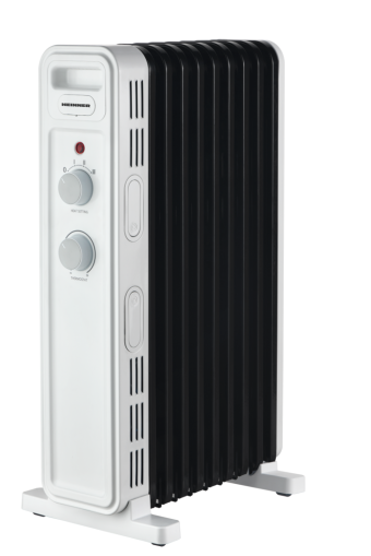 CALORIFER CU ULEI HEINNER HOH-M09WH-BK, 9 elementi, Putere 2000W, 3 setari de temperatura, Termostat ajustabil, Alb/Negru