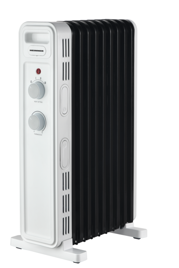 CALORIFER CU ULEI HEINNER HOH-M09WH-BK, 9 elementi, Putere 2000W, 3 setari de temperatura, Termostat ajustabil, Alb/Negru