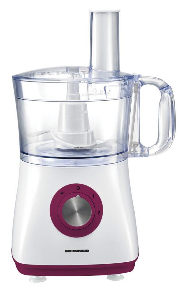 ROBOT DE BUCATARIE HEINNER HFP-750BG, Putere 750W, Bol 1.2L, Blender 1.8L, 4 discuri, Alb/Visiniu - imagine 2