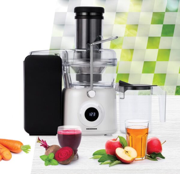 STORCATOR DE FRUCTE HEINNER PEARLWHITE HSF-K1000DCWP, Putere 1000W, Motor DC, Viteza variabila, Recipient pulpa 1L, Filtru inox, Alb perlat - imagine 5