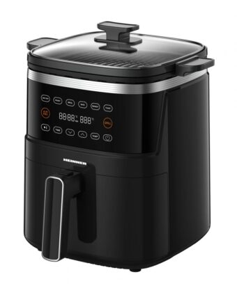 FRITEUZA CU AER CALD SI GRILL HEINNER VASTCOOK HAFG-B5BK2600, 2600W, Capacitate 5L, 6 programe presetate, Negru