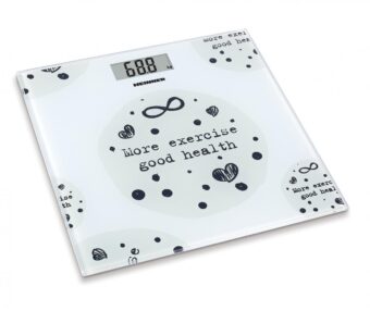 CANTAR DE BAIE HEINNER HBS-150MSJ, 150kg, sticla securizata 6mm, display LCD, Alb