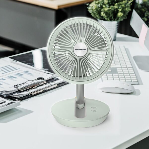 VENTILATOR PLIABIL REINCARCABIL HEINNER HMF-LC4000GR, Putere 5W, 4 trepte viteza, 4000mAh, Autonomie 15h, Control digital, Verde - imagine 4