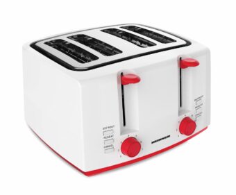 PRAJITOR DE PAINE HEINNER PANFETTE 1300 HTP-1300WHR, Putere 1100W, Capacitate 4 felii, 7 niveluri de rumenire, Alb/Rosu