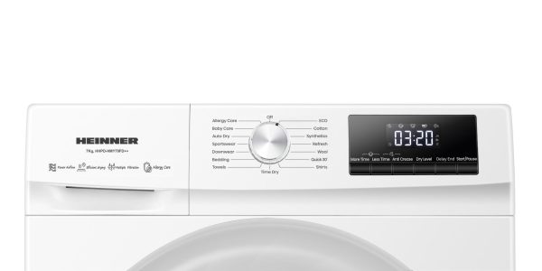 USCATOR DE RUFE CU POMPA DE CALDURA HEINNER HHPD-HMY70FD++, Clasa D, 7Kg, 15 programe, Display digital, Alb - imagine 4