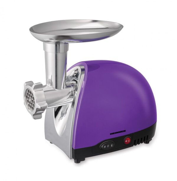 MASINA DE TOCAT HEINNER MG1600TA-UV, Putere 1600W, Accesoriu rosii si carnati, 3 site de taiere, Cutit inox, Violet - imagine 2