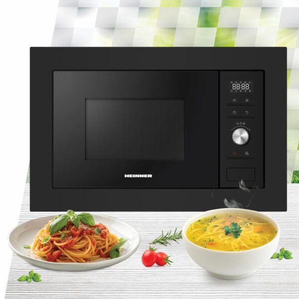 CUPTOR CU MICROUNDE INCORPORABIL HEINNER HMW-MDBI28GDBK, Putere 900W, Capacitate 28L, Grill, 5 trepte de putere, Sticla neagra - imagine 2