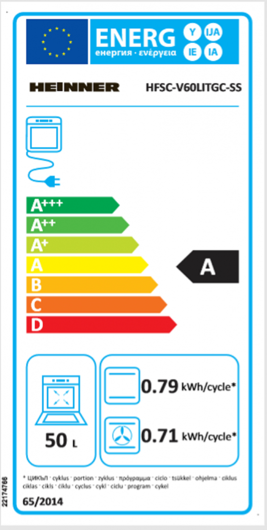 ARAGAZ MIXT HEINNER HFSC-V60LITGC-SS, 50x60cm, 4 arzatoare, Aprindere electrica plita, Cuptor electric, Clasa A, 6 functii, Timer, Grill, Ventilatie, Duze GPL incluse, Inox - imagine 4