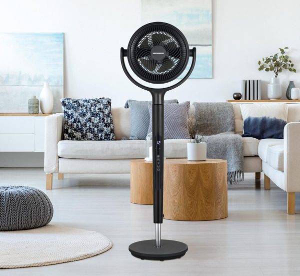 VENTILATOR CU PICIOR HEINNER HSF-MAT24DC-GY, Compartiment aromaterapie, 5 palete, Turbo, 12 trepte viteza, Motor DC, Timer, Display LED, Control tactil, Telecomanda, Gri - imagine 4
