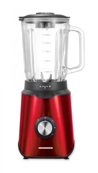 BLENDER DE MASA HEINNER HBL-1000RED, 1000W, Bol sticla 1.5L, 3 viteze+Pulse, 6 lame detasabile din inox, Rosu