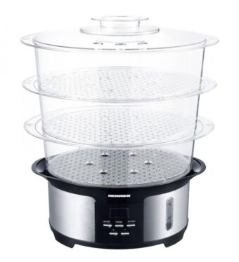 APARAT DE GATIT CU ABURI HEINNER HSA-1000XMC, Putere 1000W, Capacitate 12L, Rezervor apa 1.4L, Timer, Argintiu/Negru