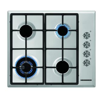 PLITA INCORPORABILA HEINNER HBH-S584WI-IX, Gaz, 4 Arzatoare, Latime 60cm, Aprindere electrica, Gratar fonta, WOK, Inox