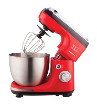 MIXER PLANETAR HEINNER HPM-600RD, 600W, miscare eliptica, bol inox 5L, tel, paleta si carlig din aluminiu turnat, Rosu/Negru